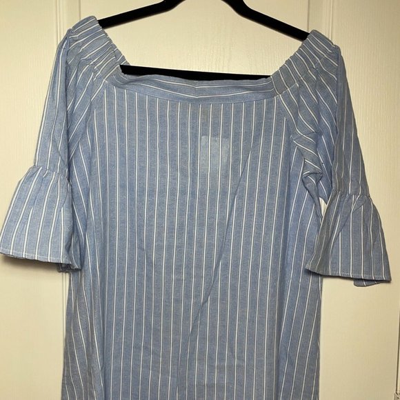 Tobi Tunic Women's Blouse Off The Shoulder Stripe Flare Sleeve Small New - Picture 2 of 7